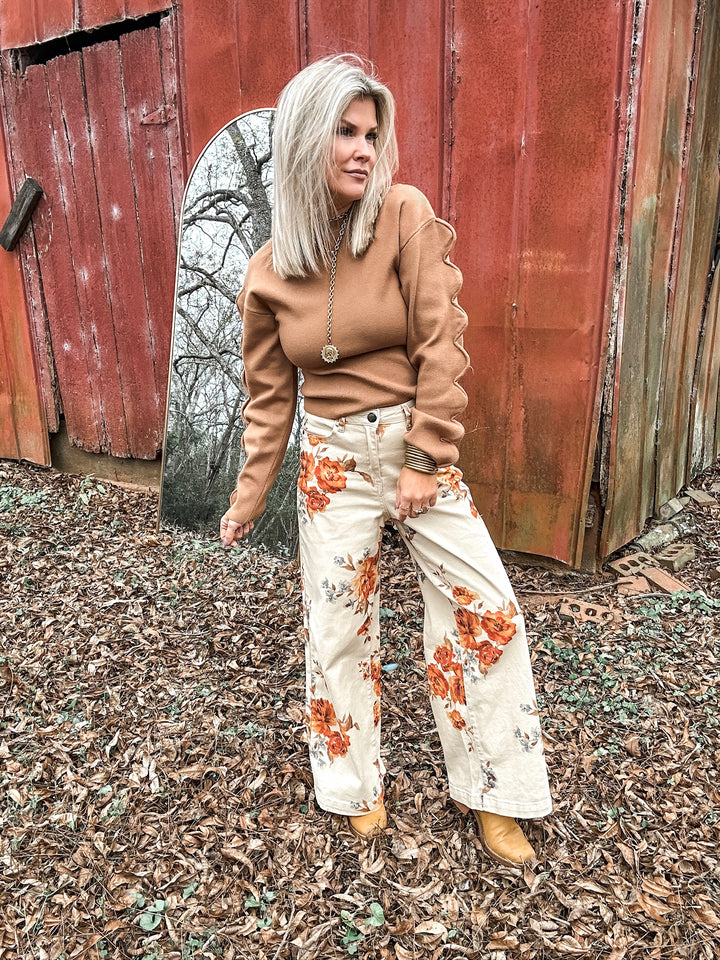 Faded Florals Denim - Cream