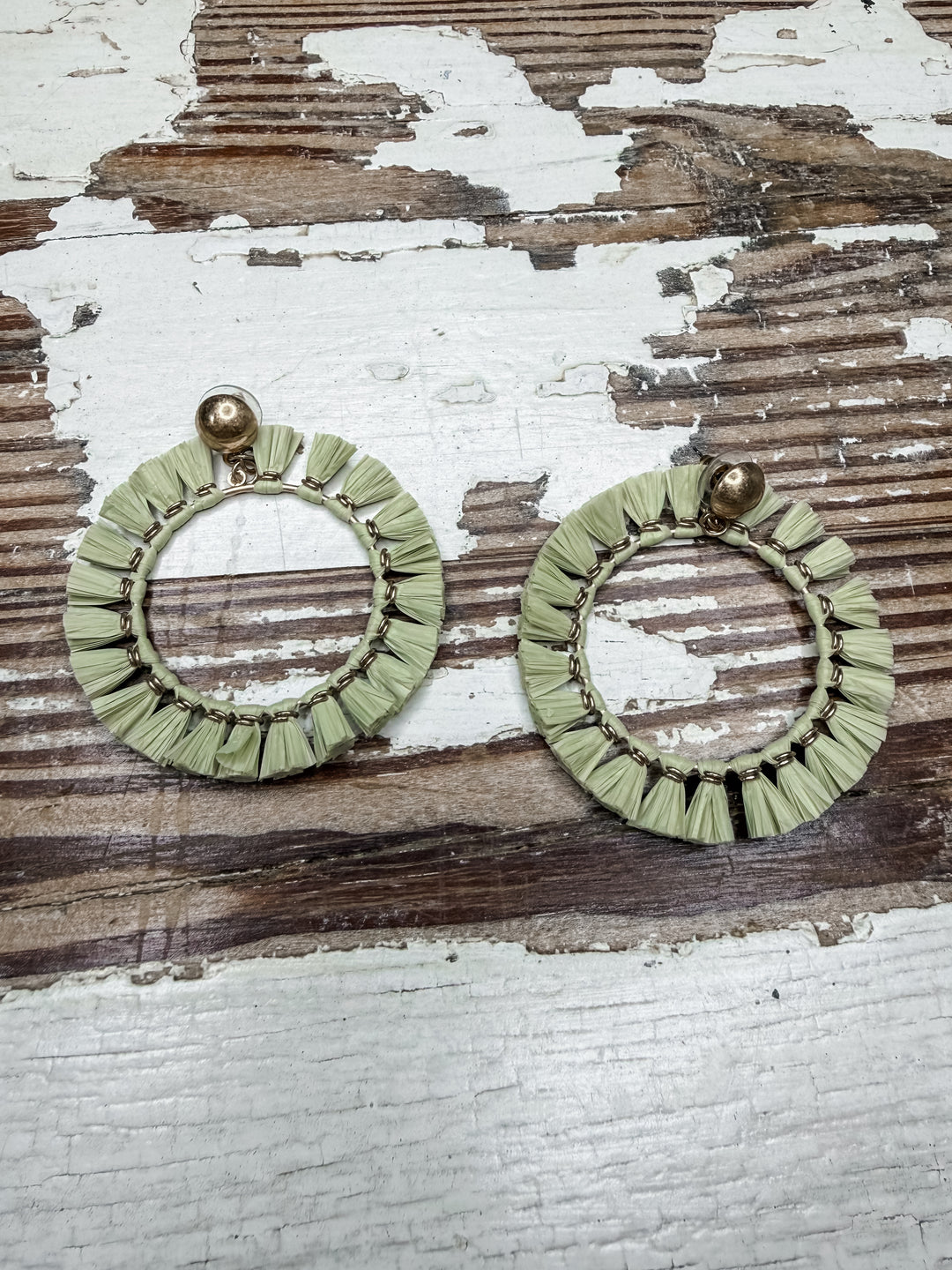 Mint Raffia Hoops