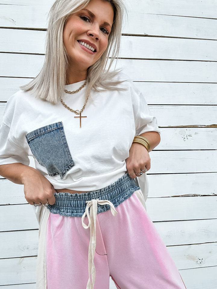 Soft Edge Powder Pink Wide Leg Pants