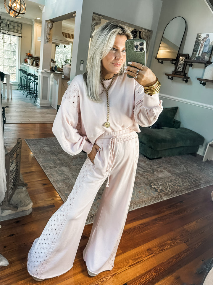 In The Details Embroidered Set - Pink