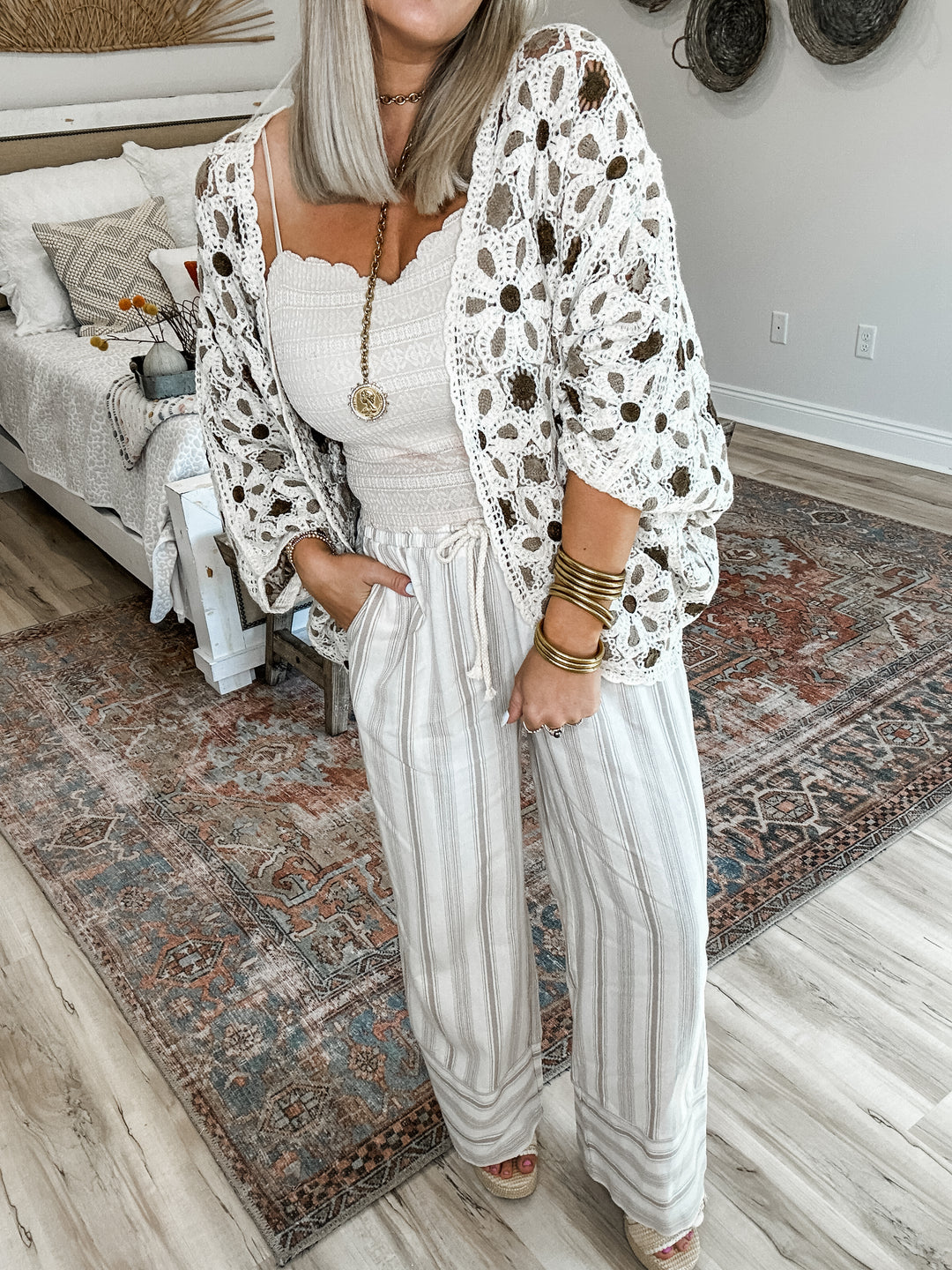 Mixed Feelings Crochet Cardigan - Natural