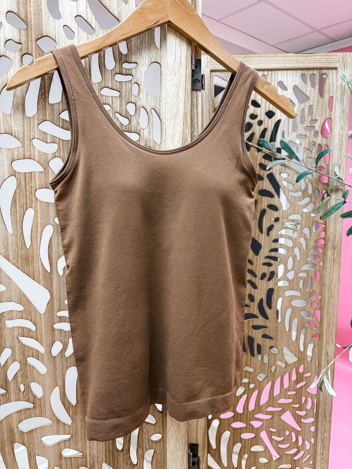 Reversible Tank With Built in Bra - Coffee