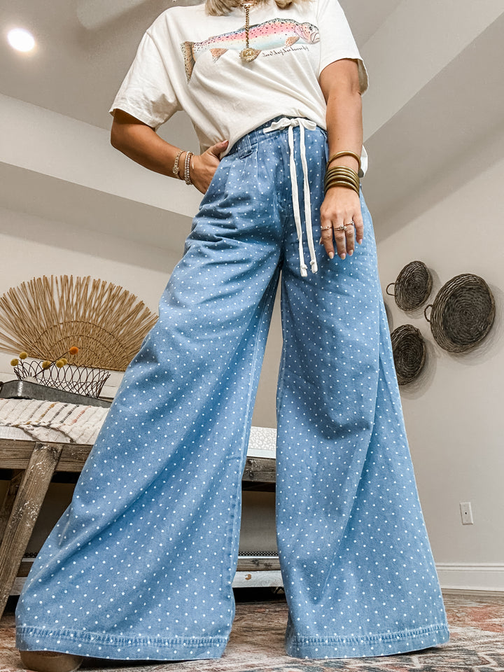 Main Event Polka Dot Drawstring Pants