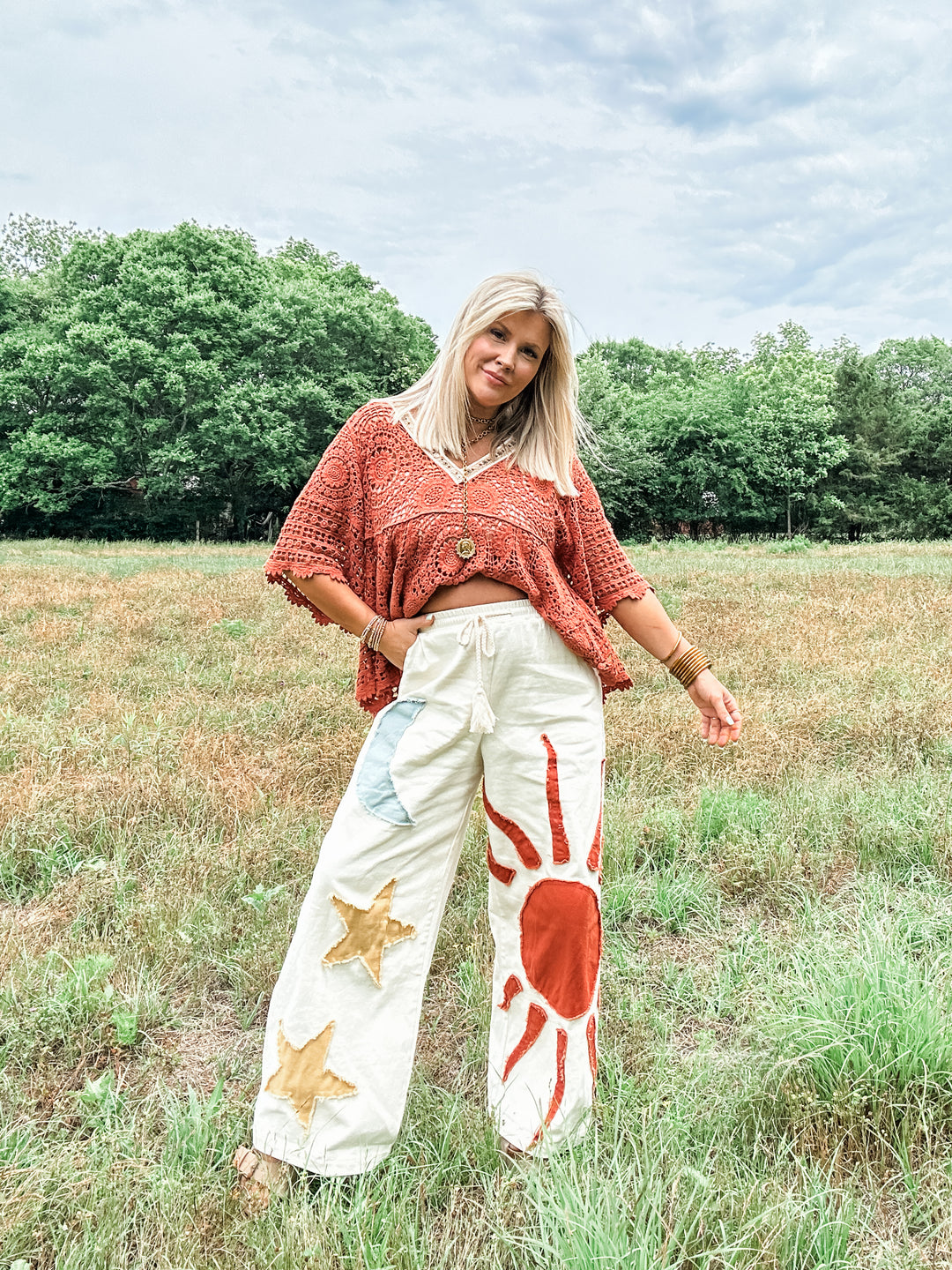 Cosmic Cowgirl Wide Leg Bottoms
