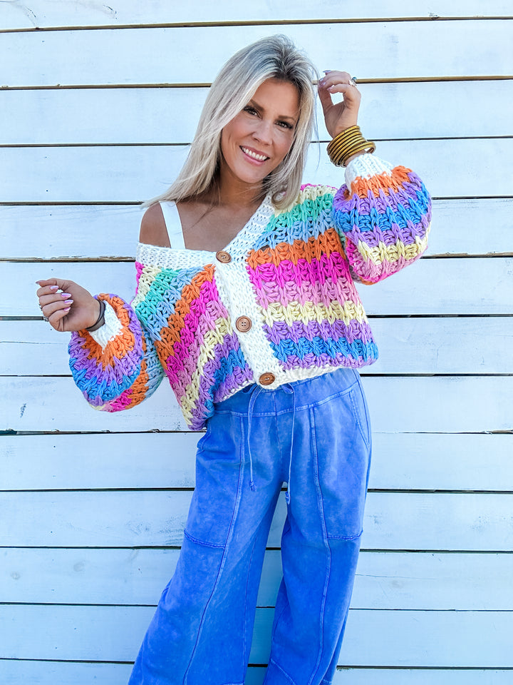 Painted Sky Chunky Knit Rainbow Cardigan