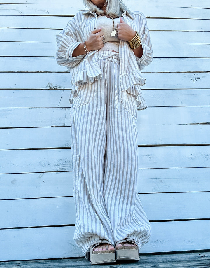 Calm Current Stripe Set - Taupe