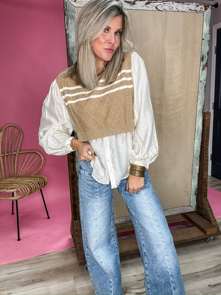 The Daily Knit Blouse - Tan DOORBUSTER