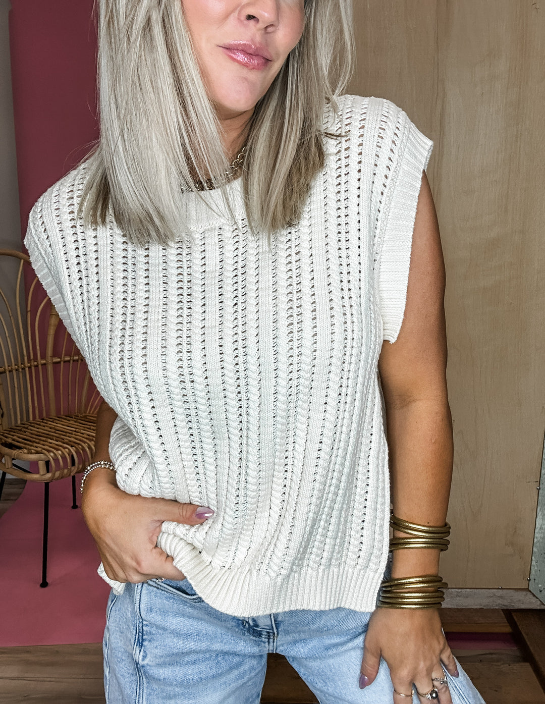 All Tied In Sweater Vest - Ivory DOORBUSTER