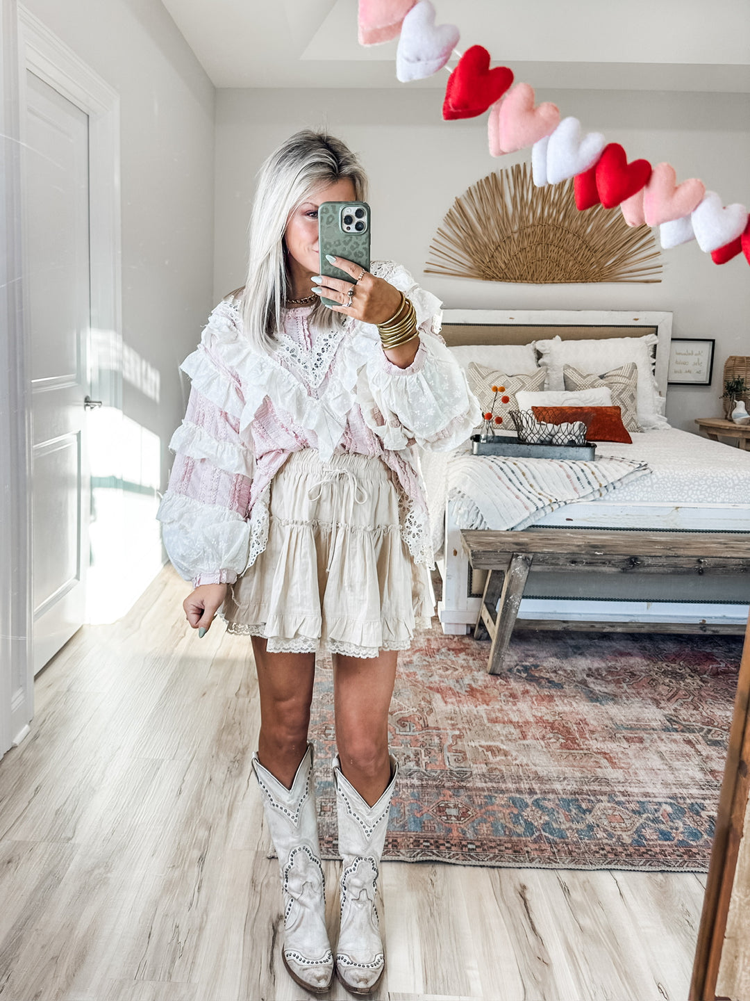 Statement Stitch Lace Top - Pink