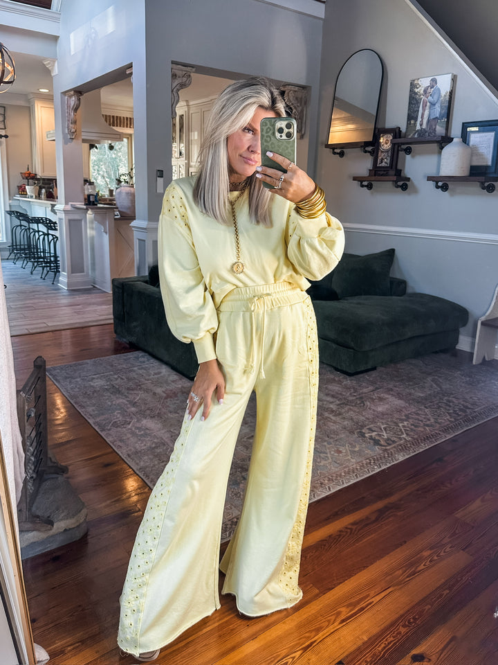 In The Details Embroidered Set - Yellow