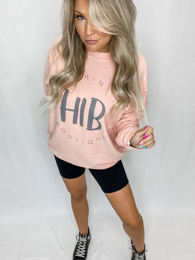 Pink Ribbed Hitchin' It Boutique Sweatshirt *FINAL SALE*
