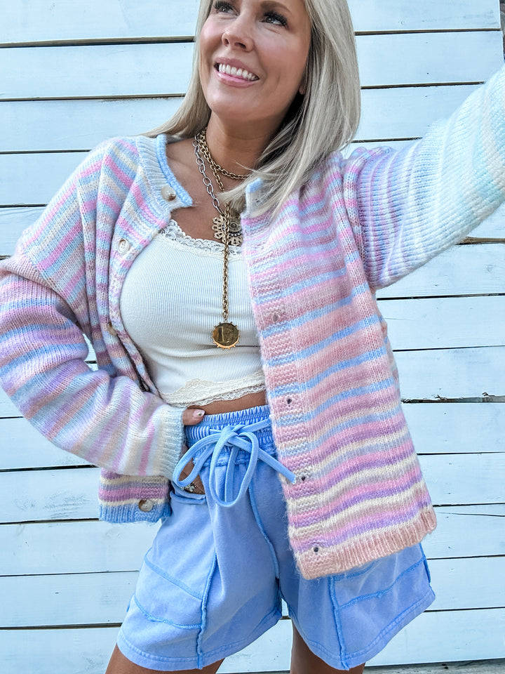 Rainbow Rush Cardigan - Bubblegum