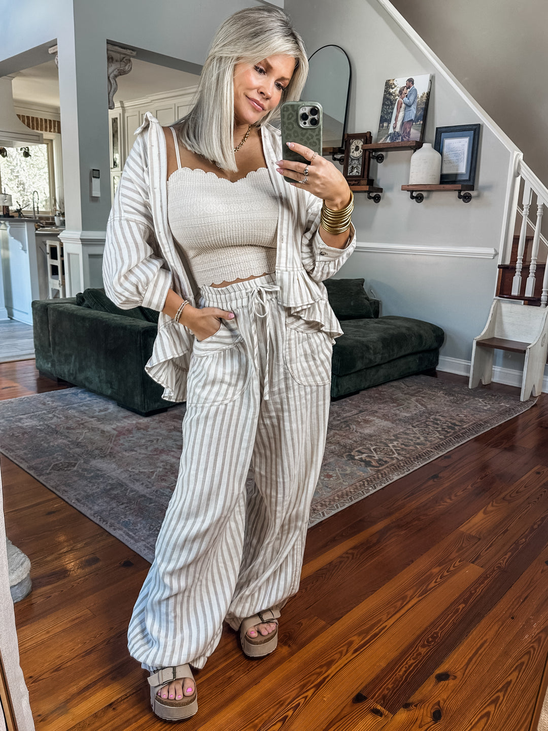 Calm Current Stripe Set - Taupe