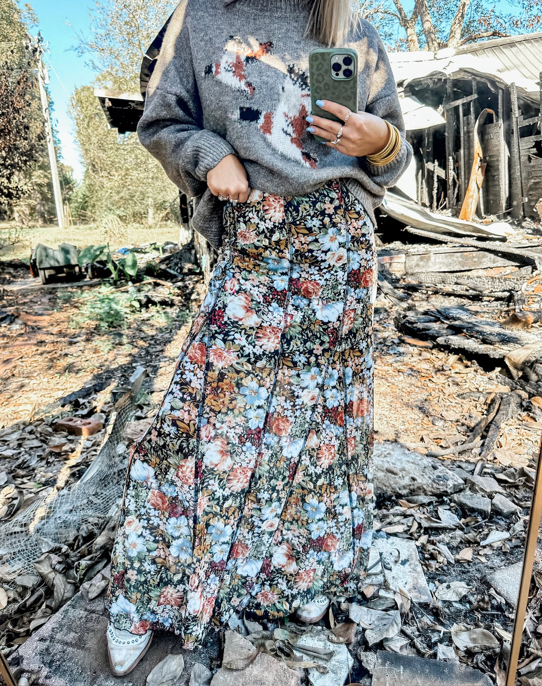 Vintage Soul Floral Maxi Skirt