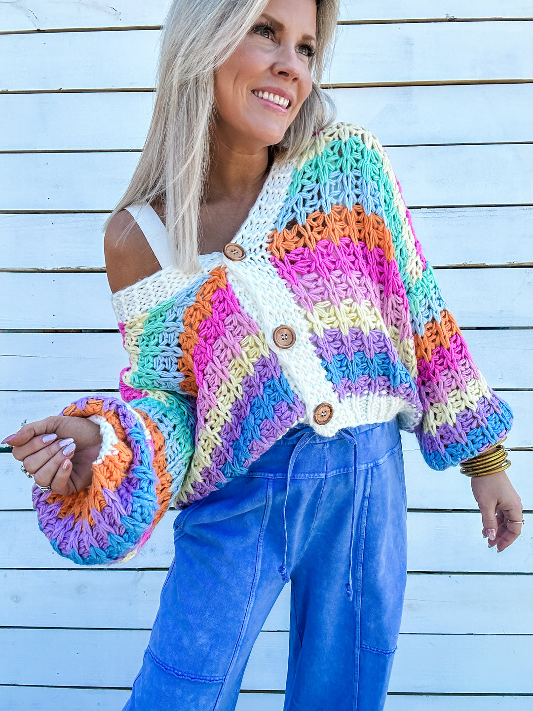Painted Sky Chunky Knit Rainbow Cardigan