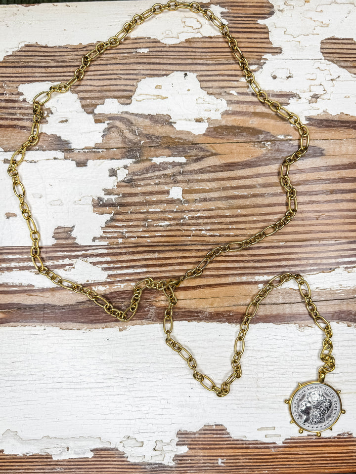 XL Two Toned Coin Necklace