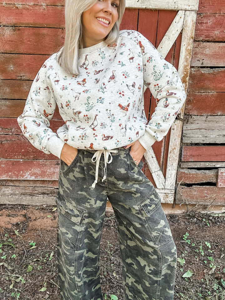 Sunday Morning Ducks and Chickens Sweatshirt
