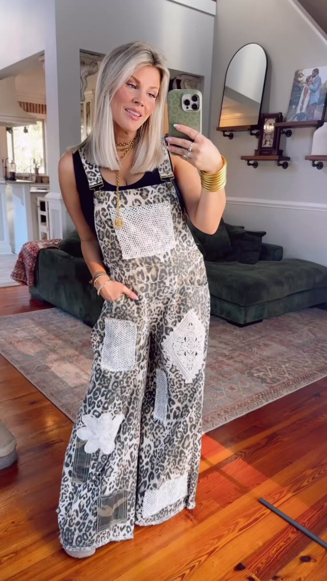 Free Spirit Leopard Patchwork Overalls