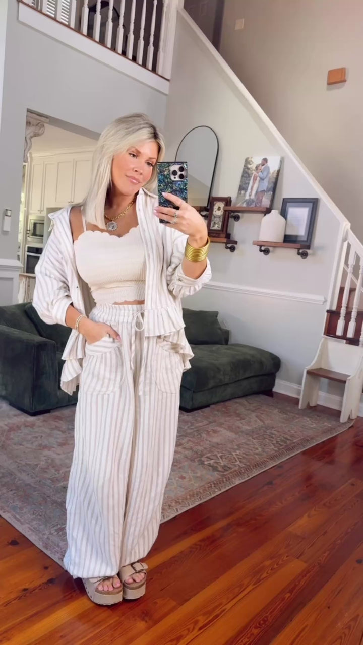 Calm Current Stripe Set - Taupe
