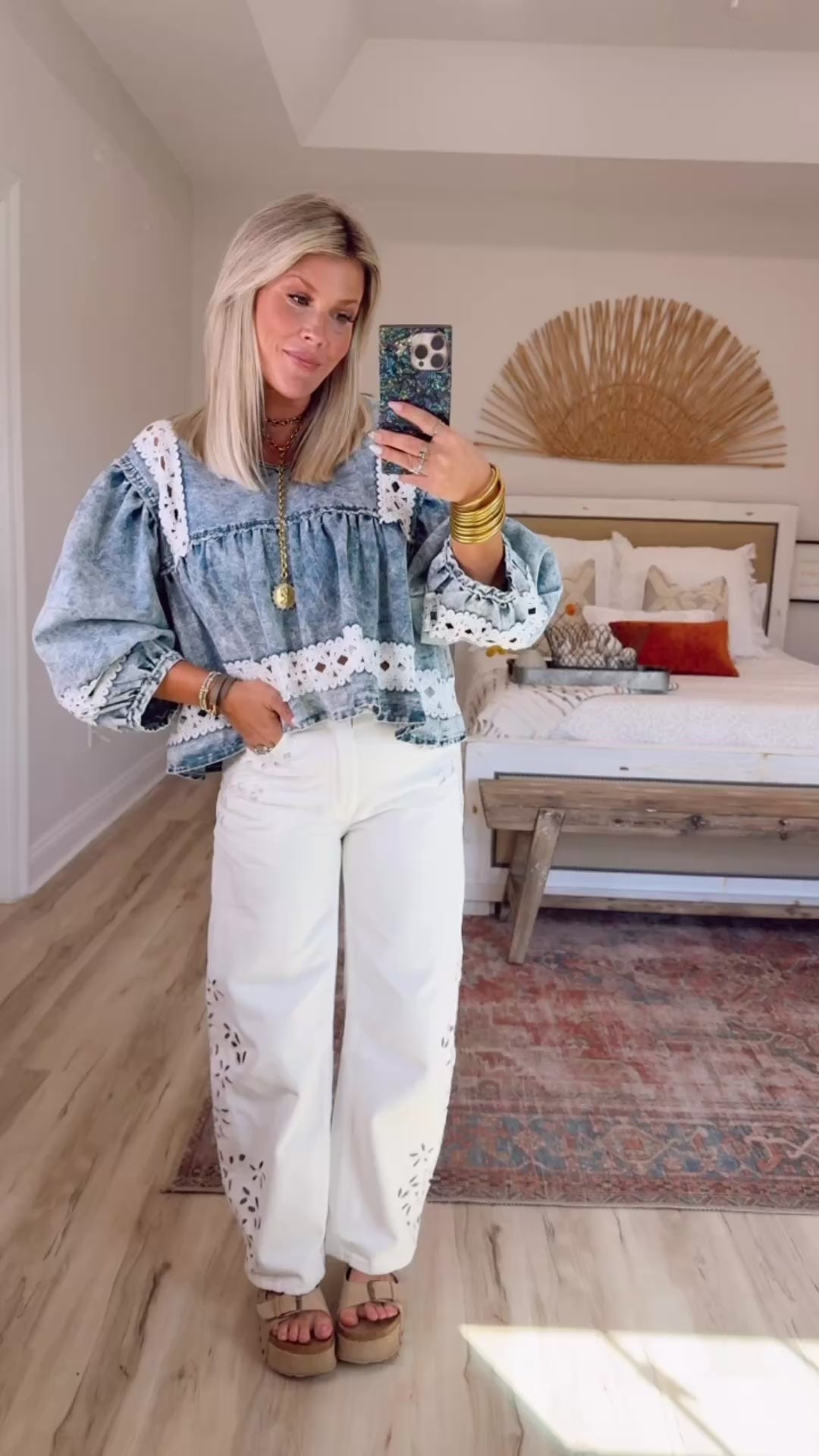 Washed & Woven Denim Top