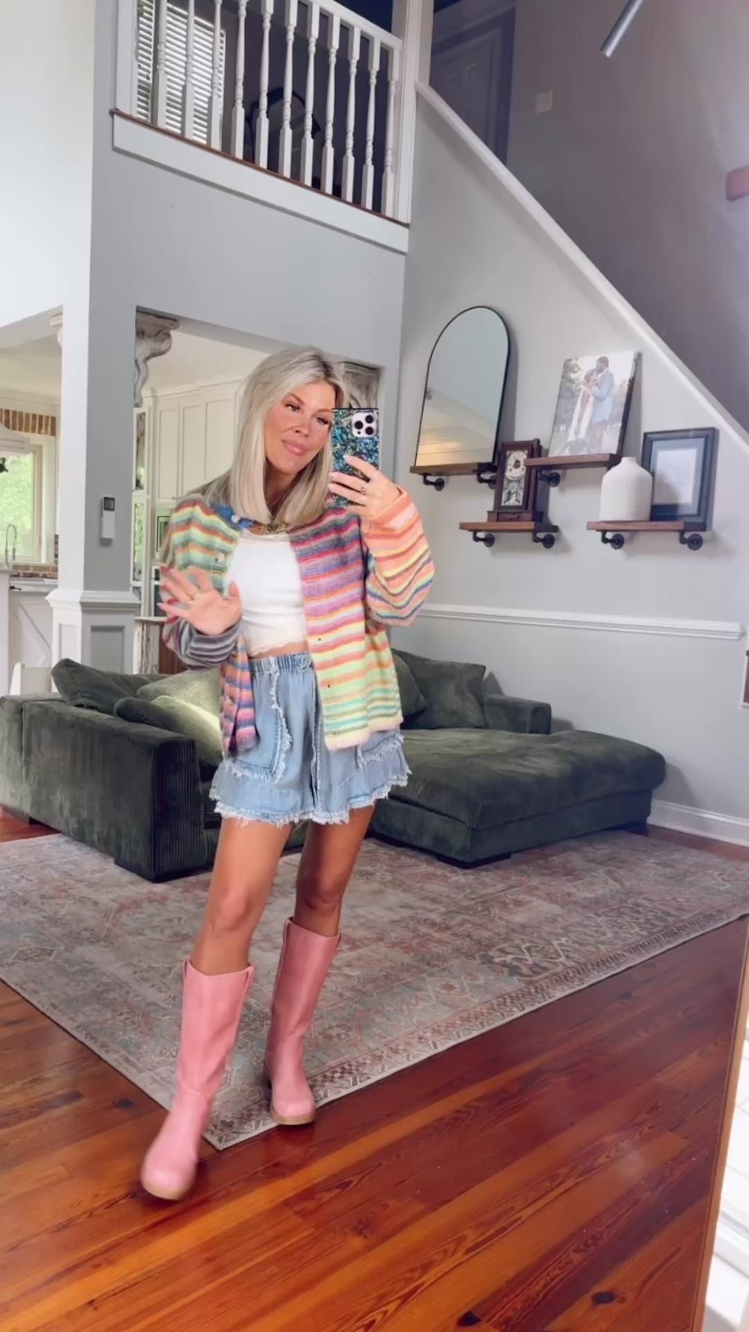 Rainbow Rush Cardigan - Sky